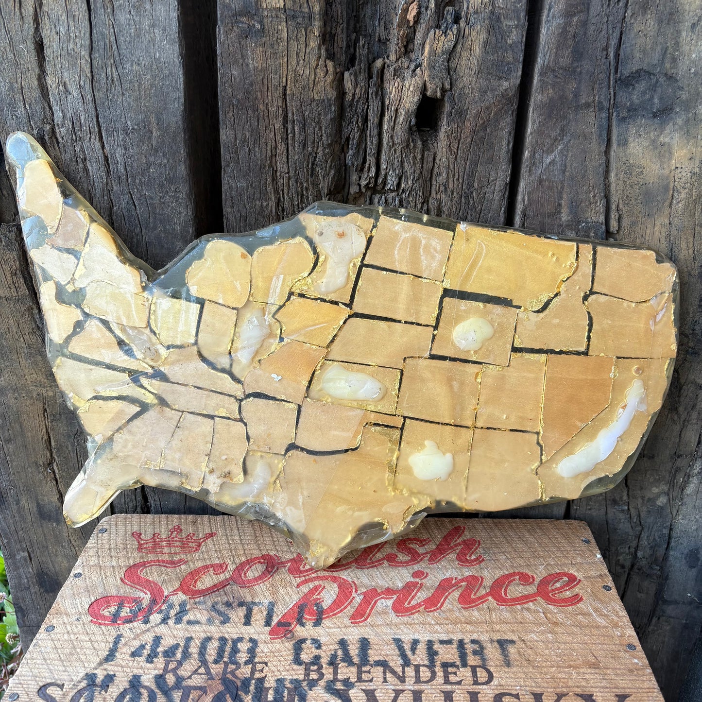 【1950s60s USA vintage】United States Map Art Object
