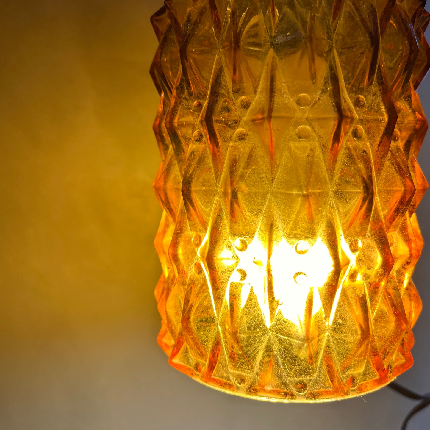 【USA vintage】Amber Glass Pendant Light