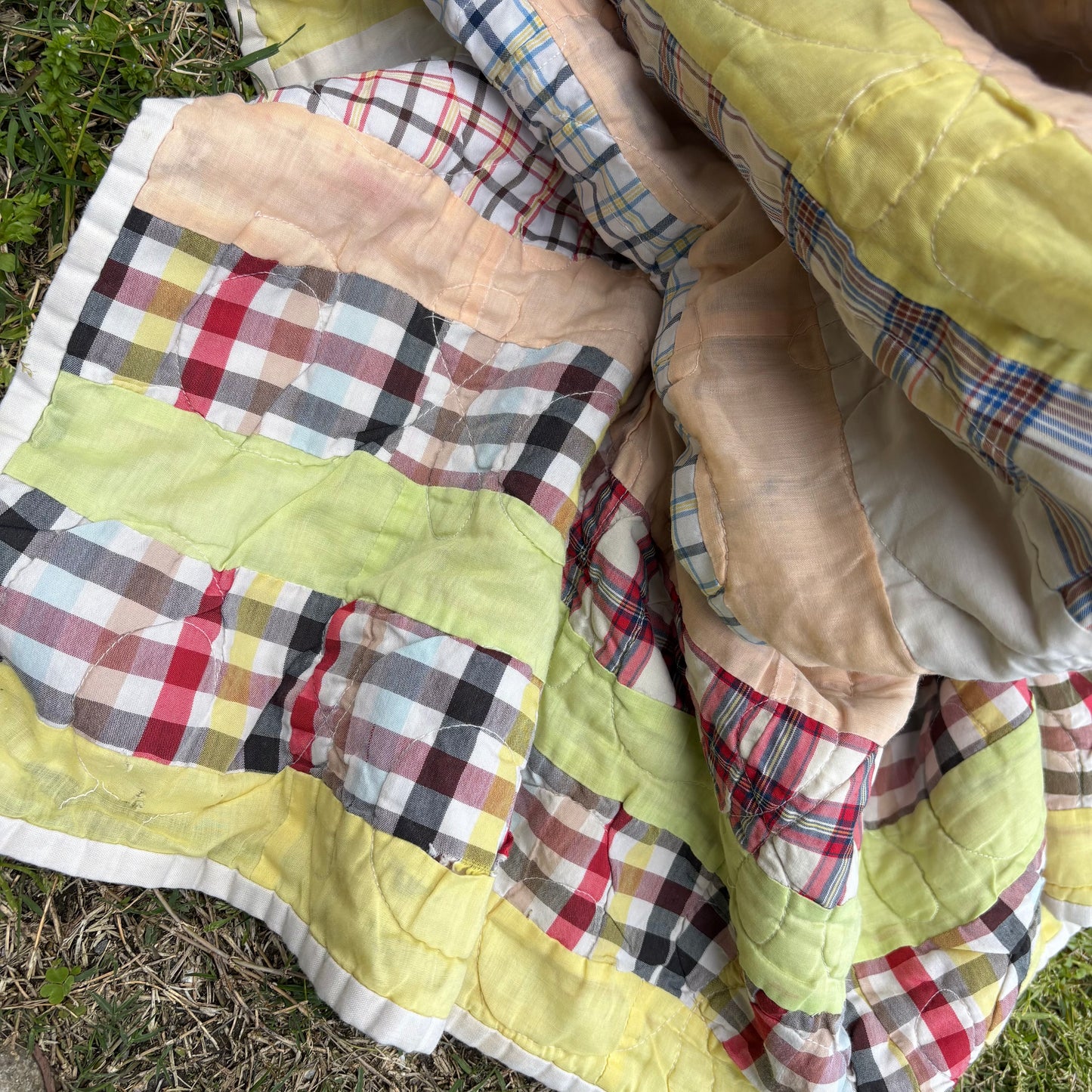 【USA vintage】Patchwork Quilt / Multi Stripe