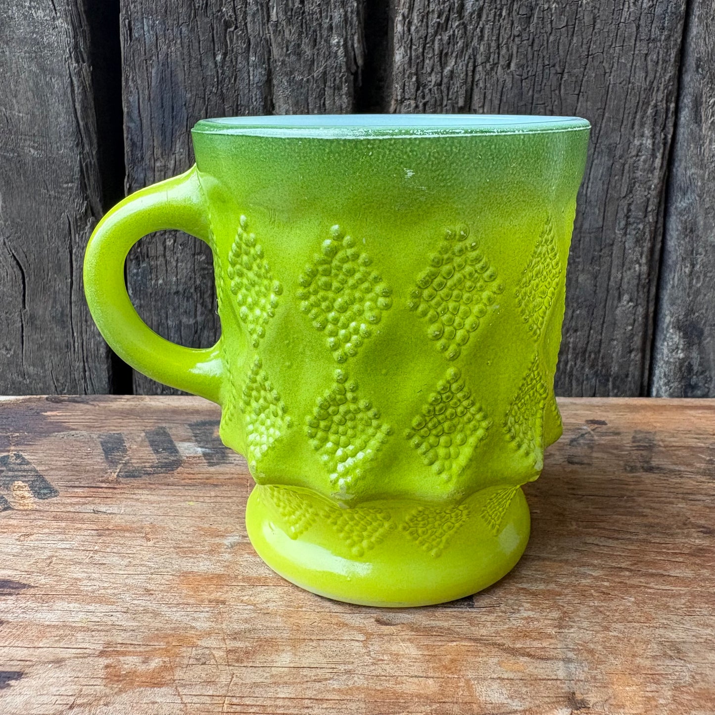 【1960s-1976 USA vintage】Fire-King Kimberley mug Green