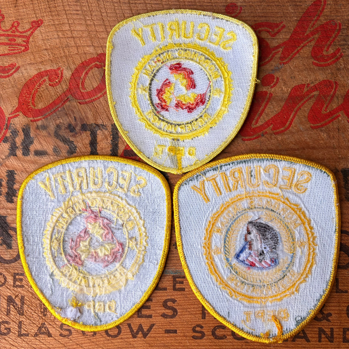 【USA vintage】MORONGO INDIAN RESERVATION SECURITY DEPT. Embroidered Patch 3pcs Set