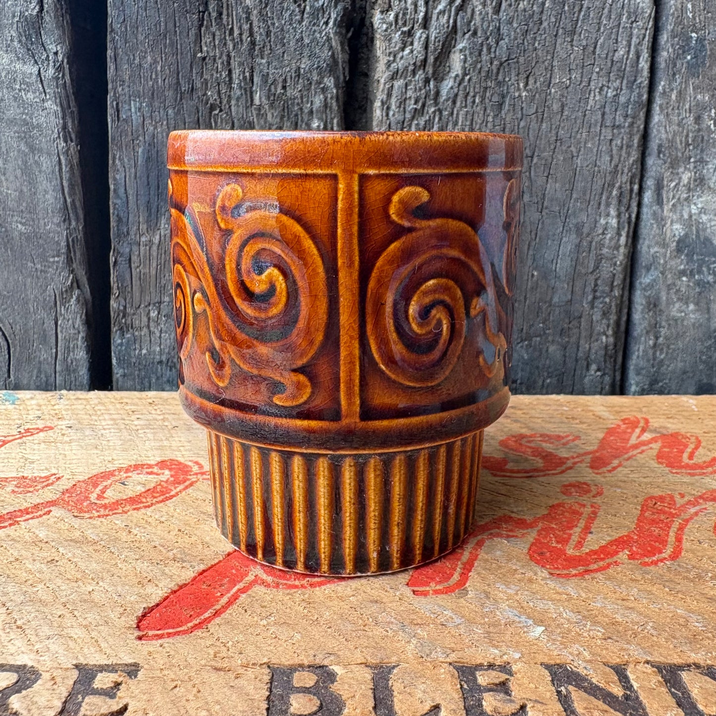 【1970s vintage】stacking mug JAPAN brown