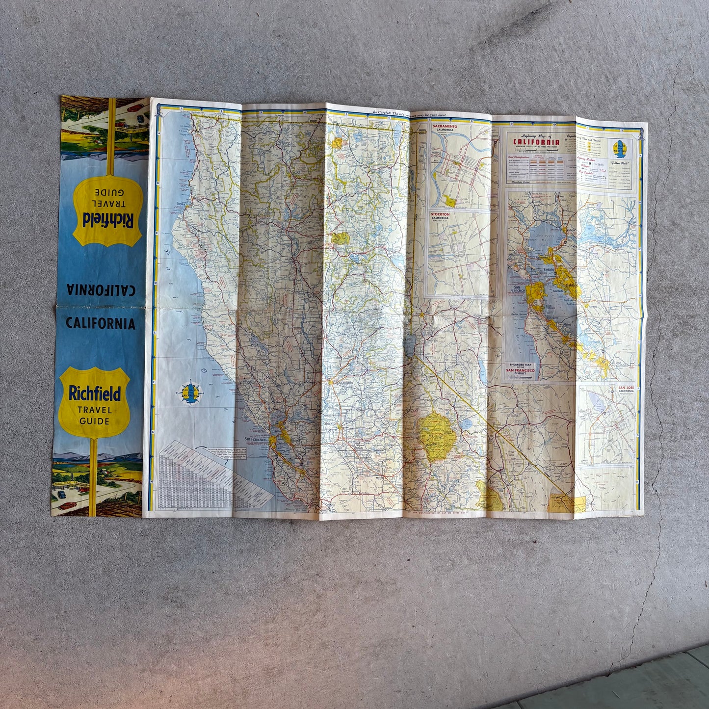 【1960 USA vintage】Richfield California Travel Road Map