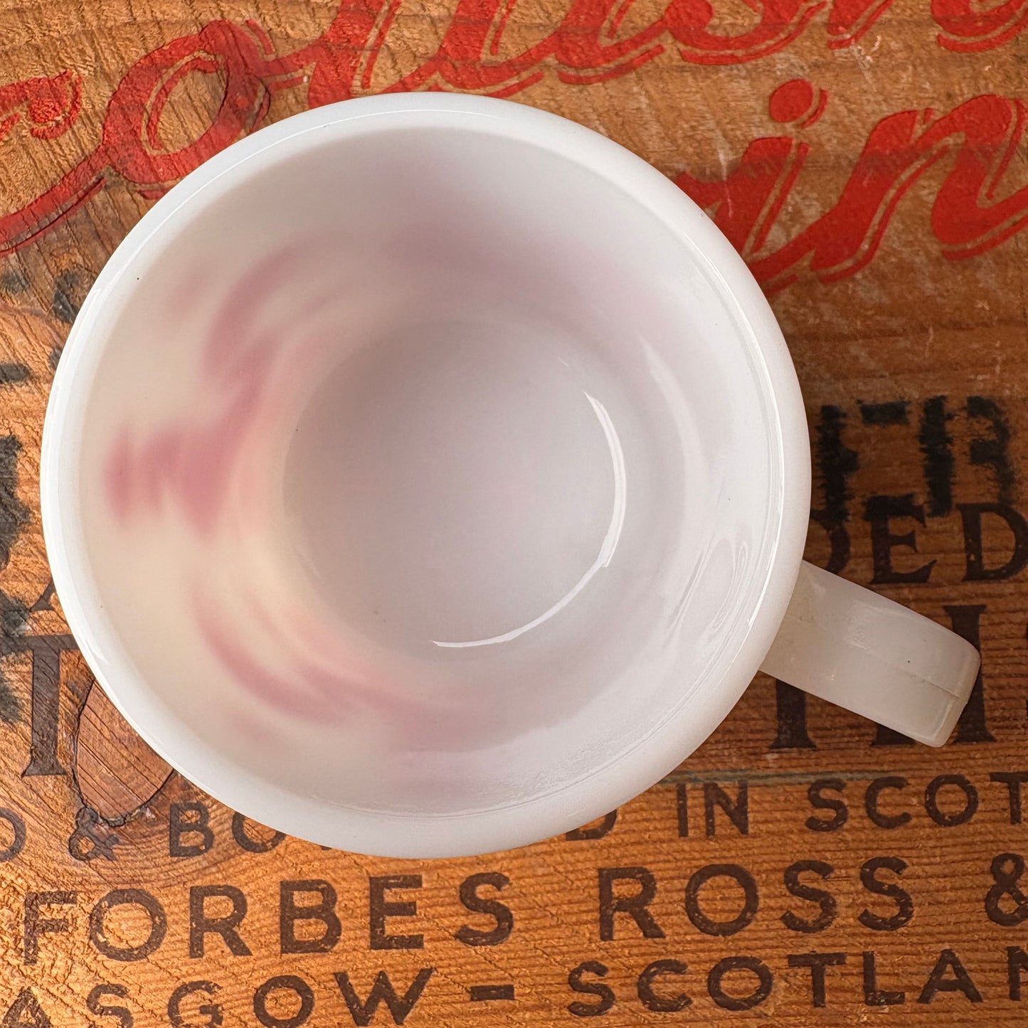【1950s USA vintage】Hazel Atlas Red Rooster Milk Glass Mug