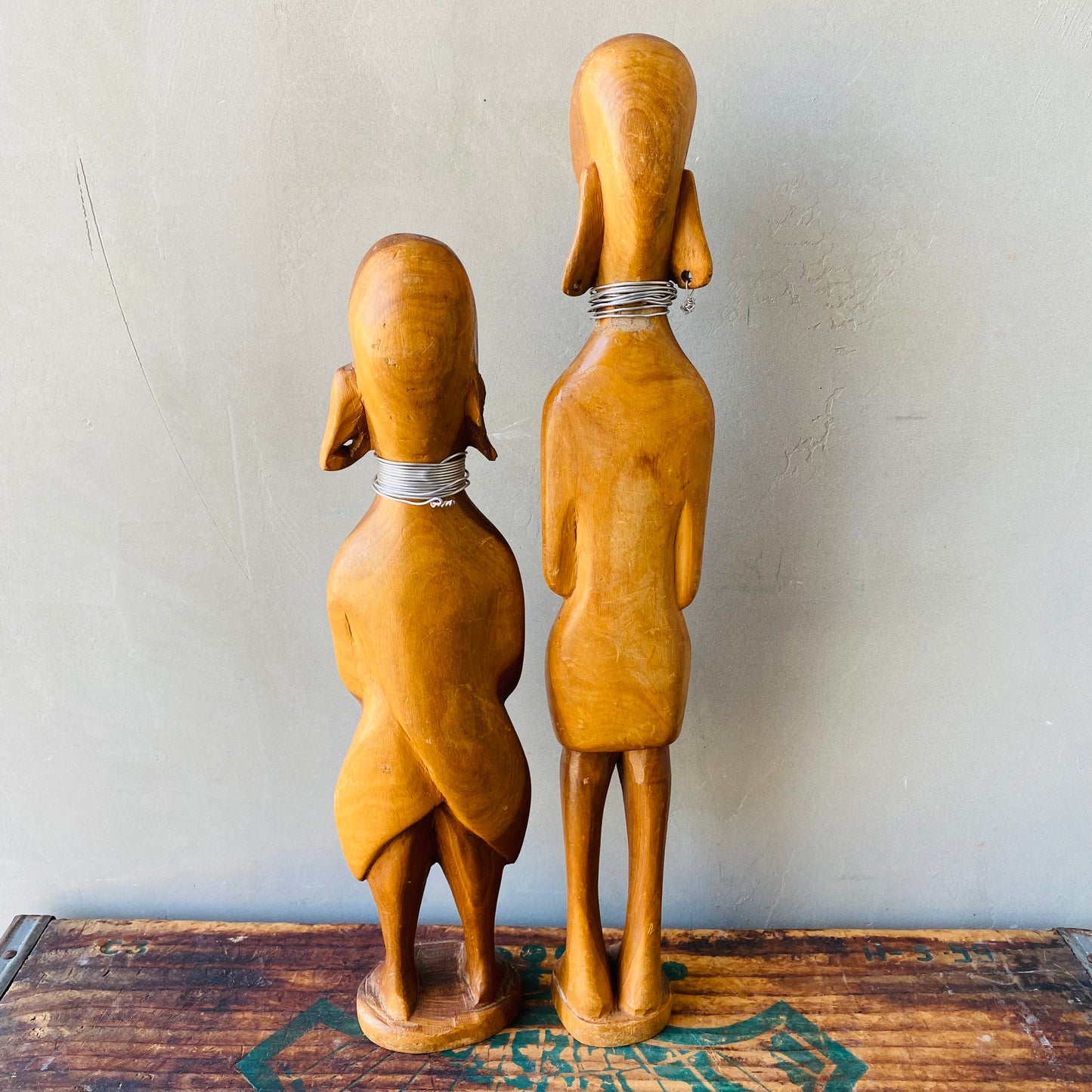 【1960s-1970s vintage】 Africa wood figure set