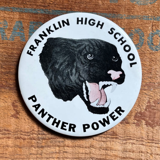 【USA vintage】FRANKLIN HIGH SCHOOL PANTHER POWER 缶バッジ