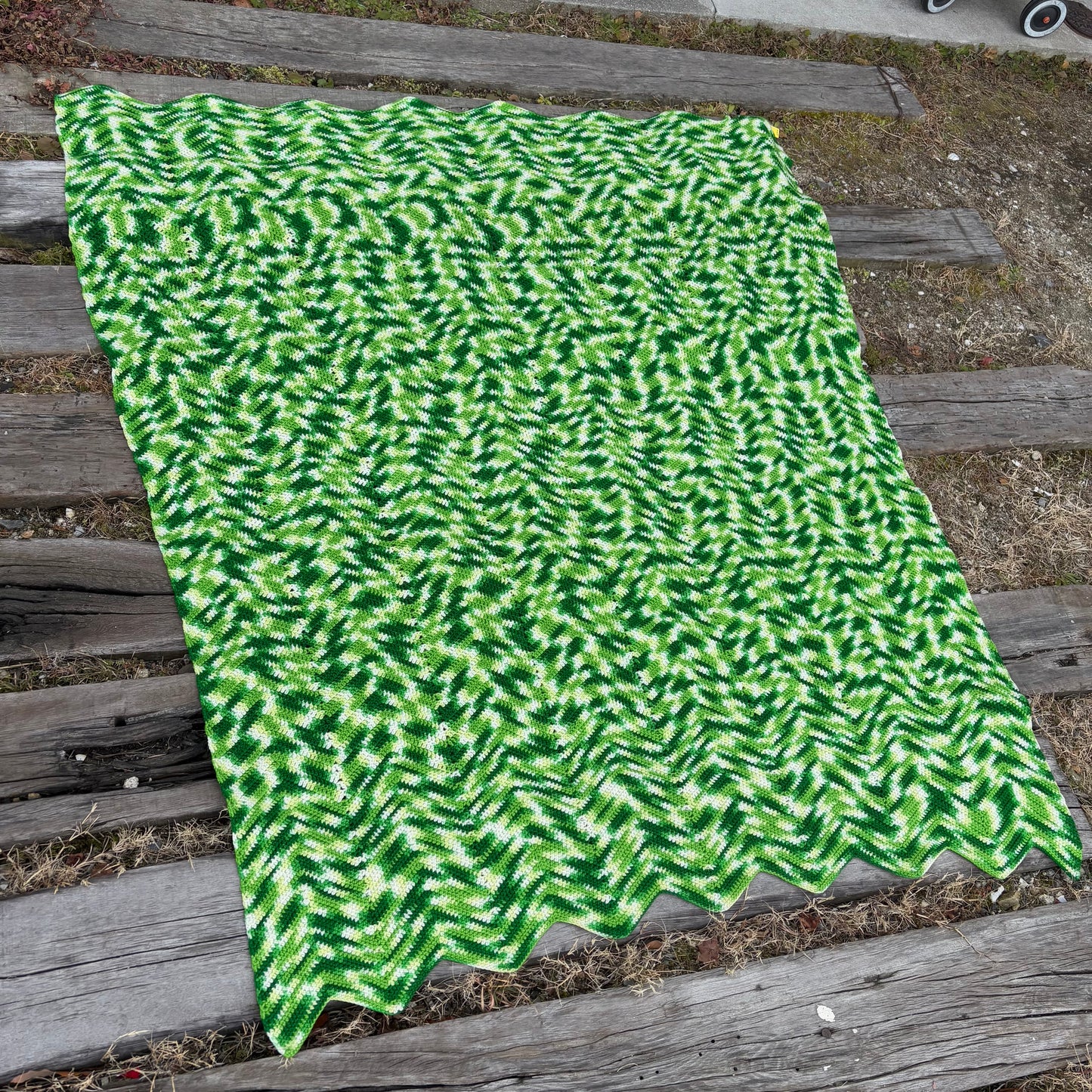 【USA vintage】granny blanket Green