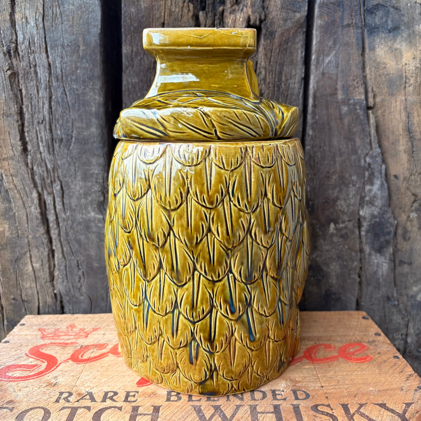 【1970s JAPAN vintage】Green Owl Cookie Jar