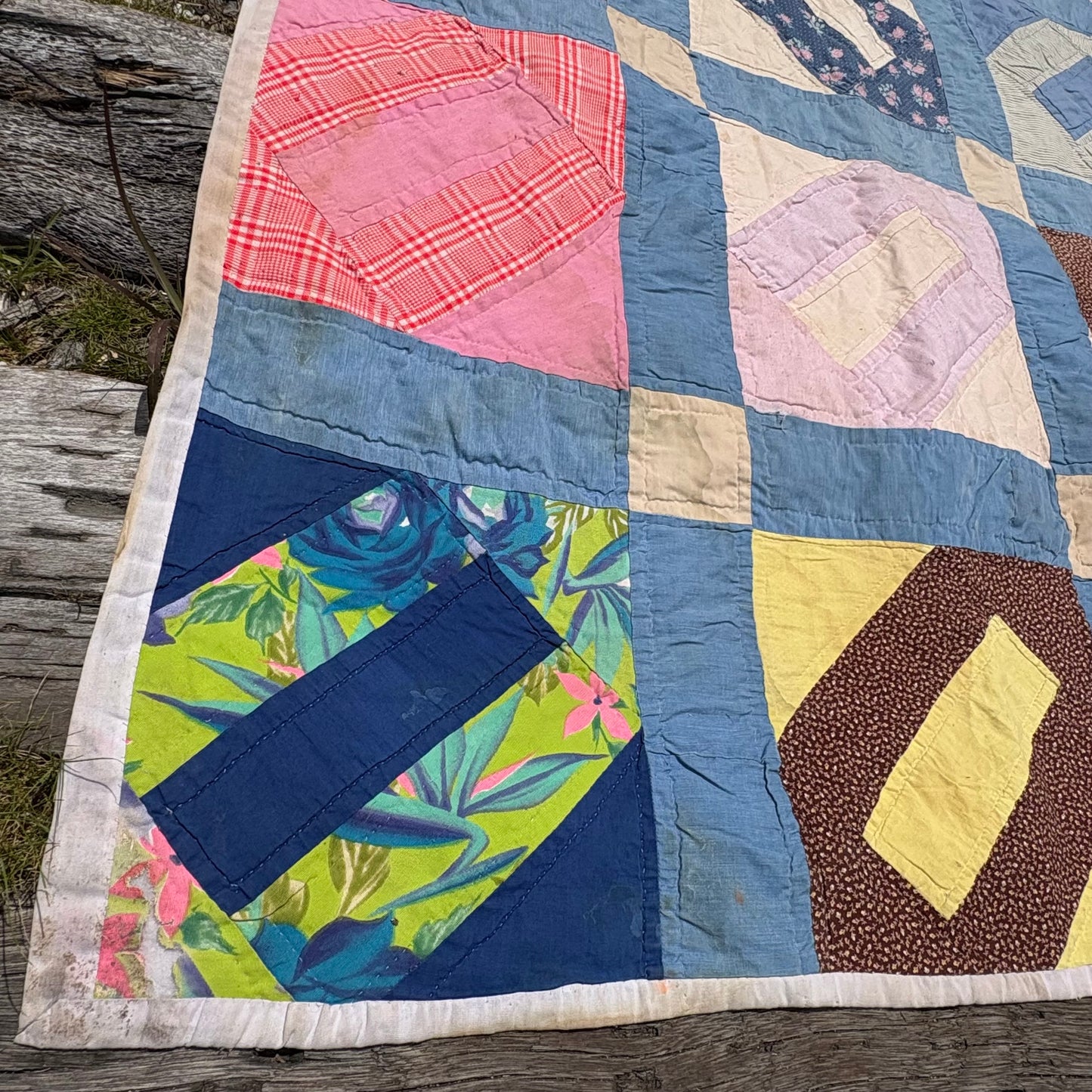【USA Vintage】 Handmade Patchwork Quilt
