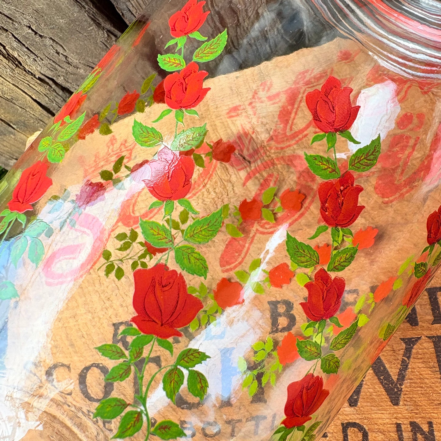 【1970s France vintage】ARC Rose Pattern Glass Canister