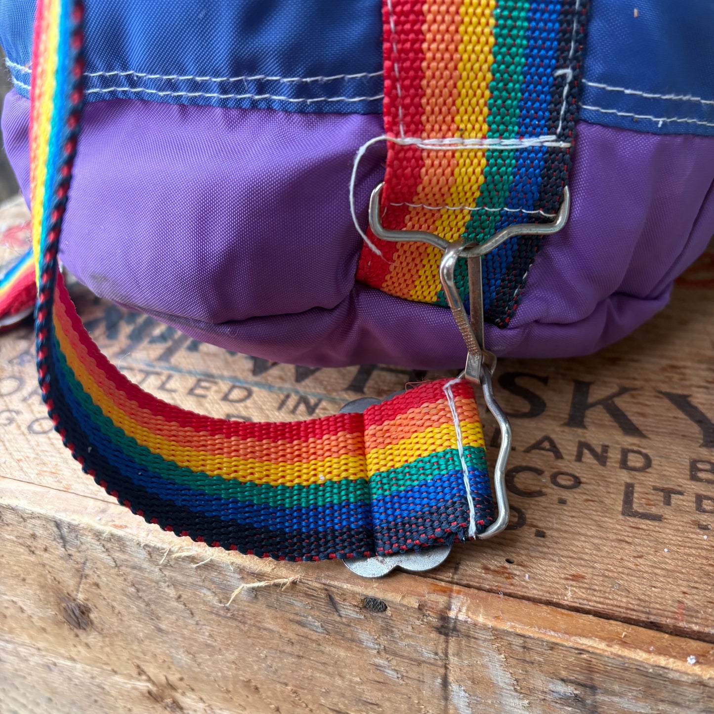 【1970s vintage】Rainbow Stripe Nylon Kids Backpack