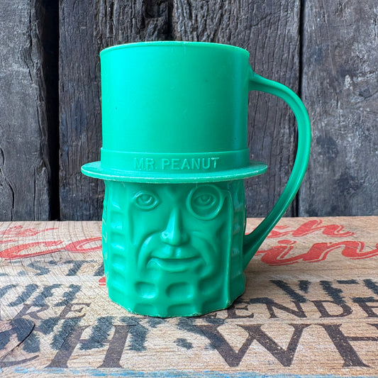 【1950s-1960s USA vintage】MR. PEANUT Plastic Mug Green