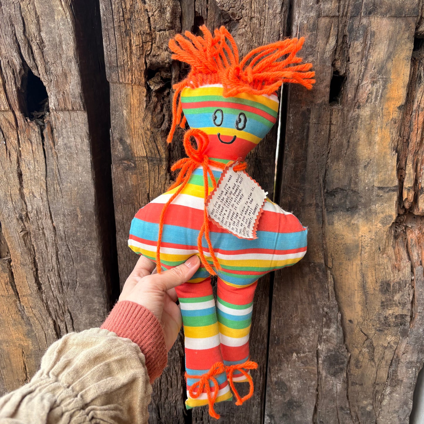 【USA vintage】Rainbow Handmade Message Doll