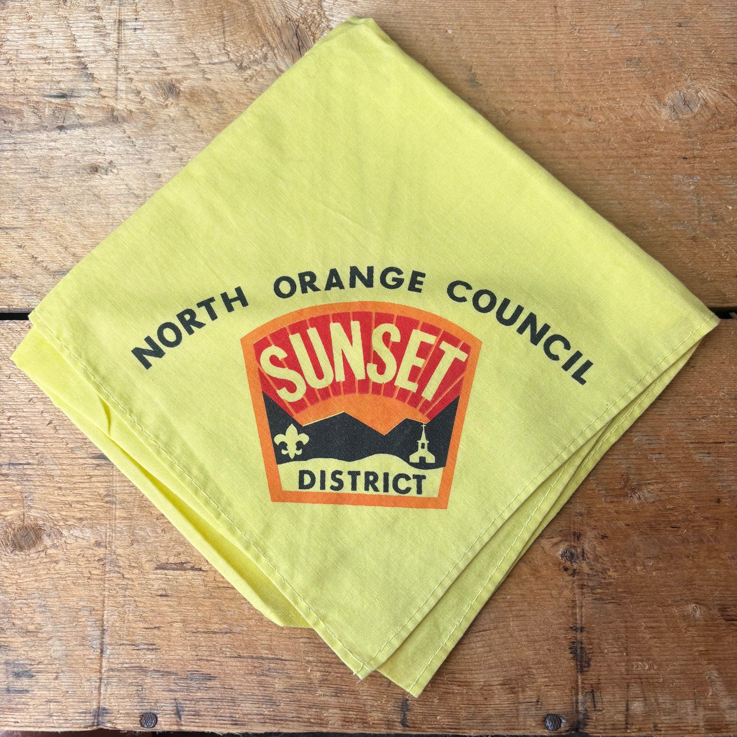 【1970s-1980s USA vintage】North Orange Council SUNSET District Bandana