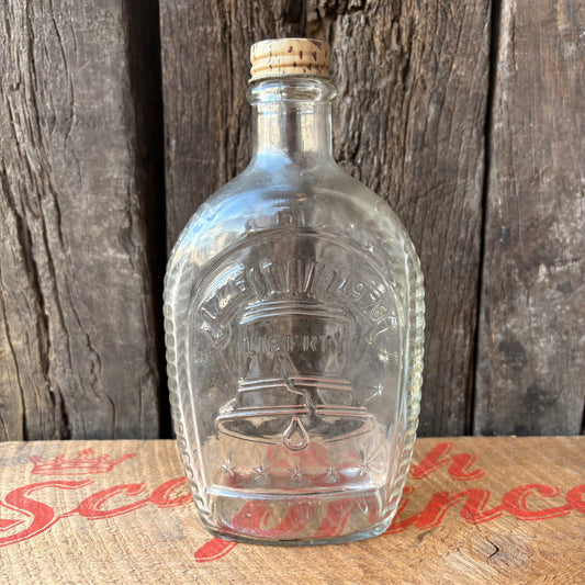 【1976 USA vintage】Bicentennial Log Cabin Liberty Bell Syrup Glass Bottle