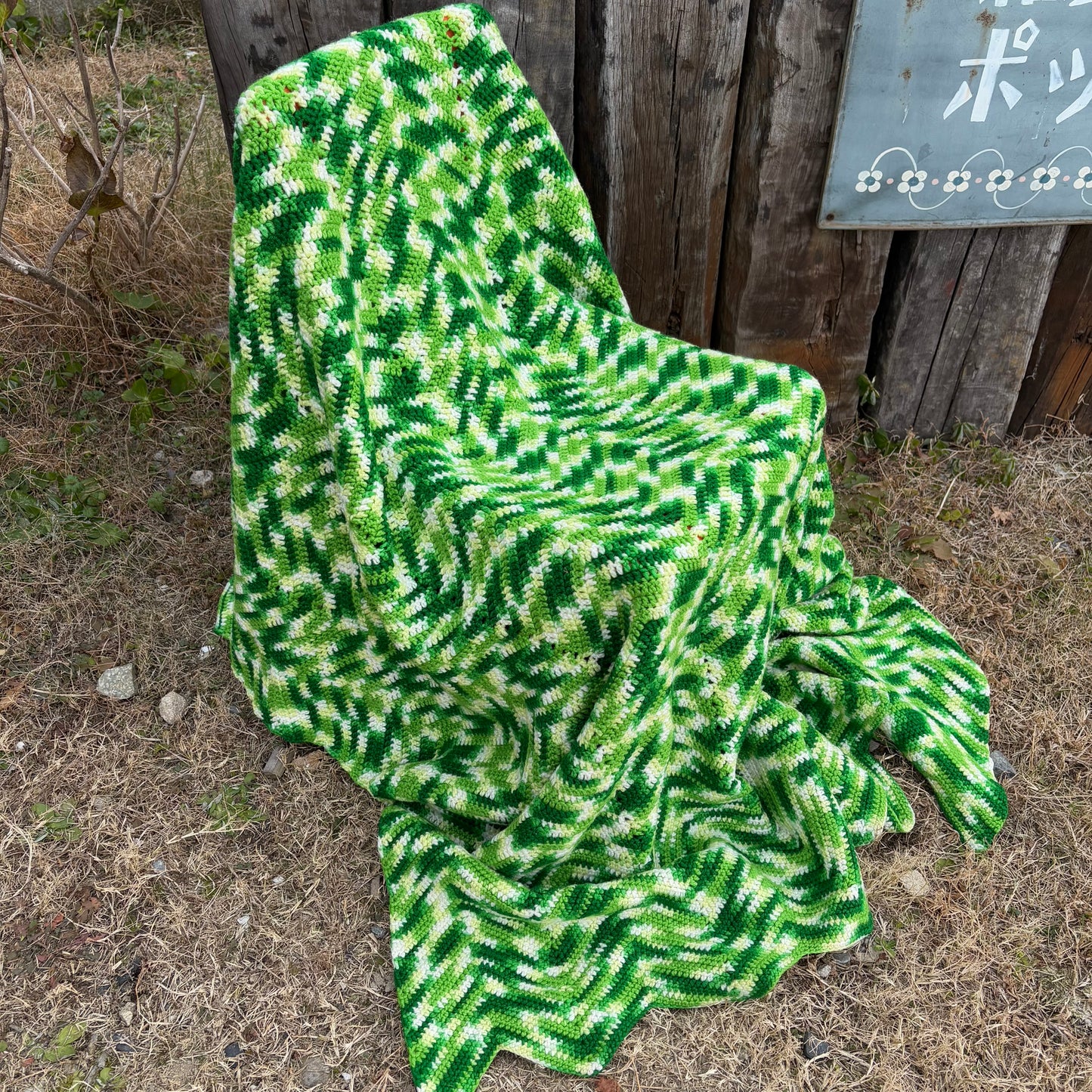 【USA vintage】granny blanket Green