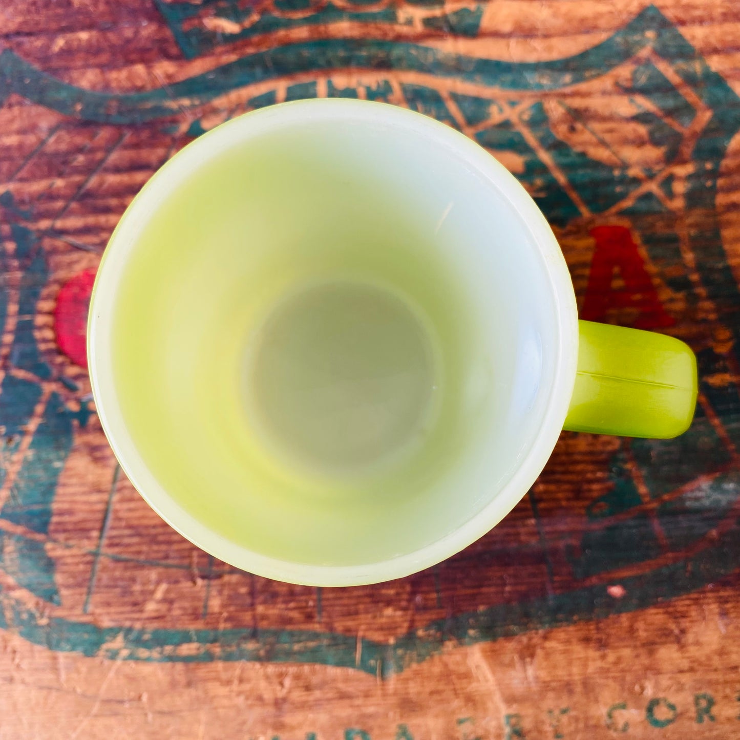 【1960s USA vintage 】Fire-King RIBBED BOTTOM mug Green