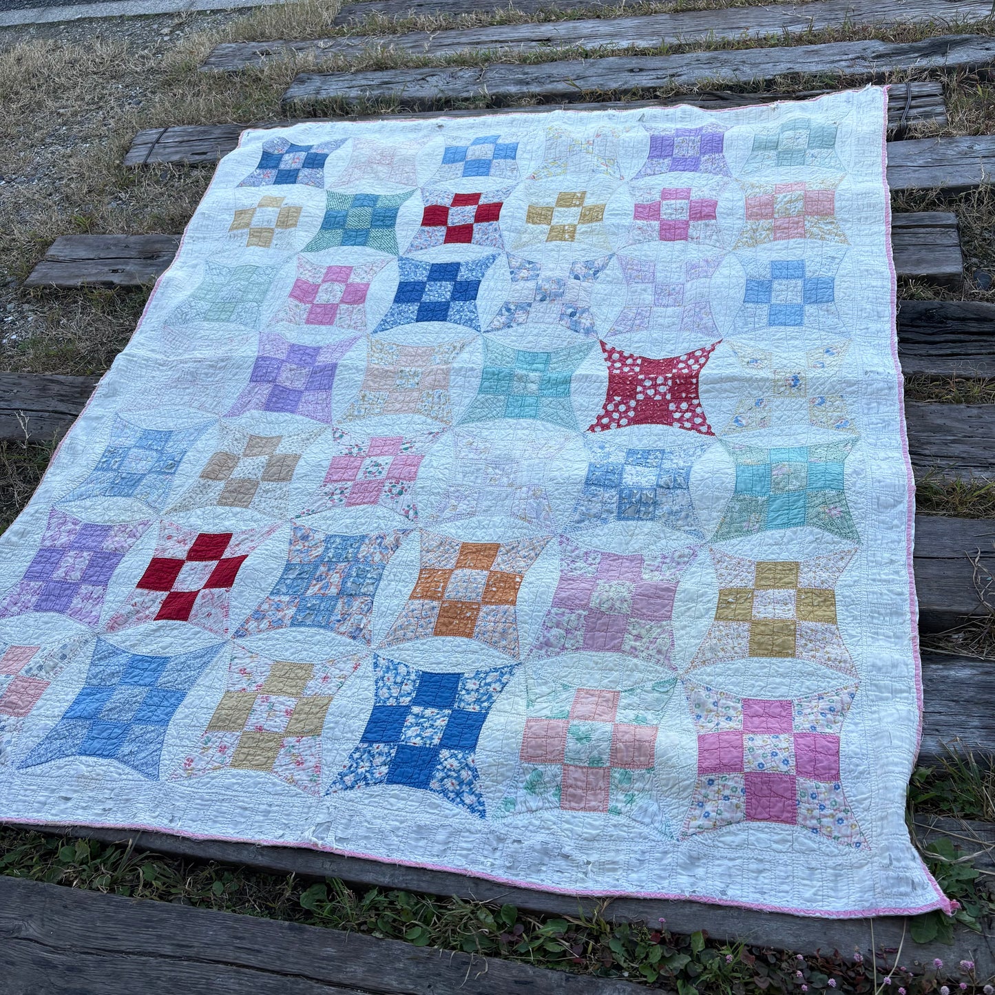 【USA vintage】feed sack antique quilt