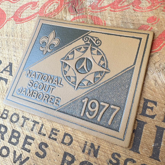 【1970s USA vintage】BOY SCOUT NATIONAL SCOUT JAMBOREE 1977 Leather Emblem
