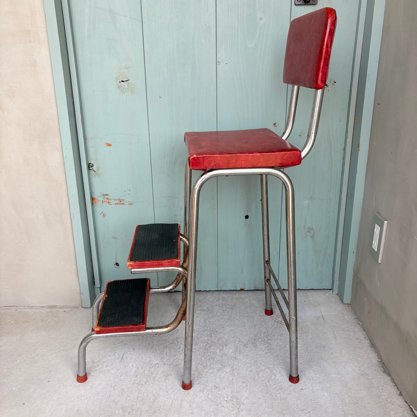 【1950s-1960s USA vintage】Red Step-Up Chair