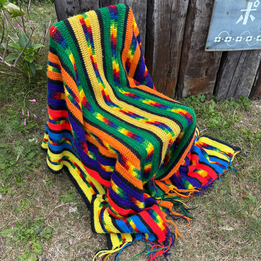 【USA vintage】granny blanket rainbow