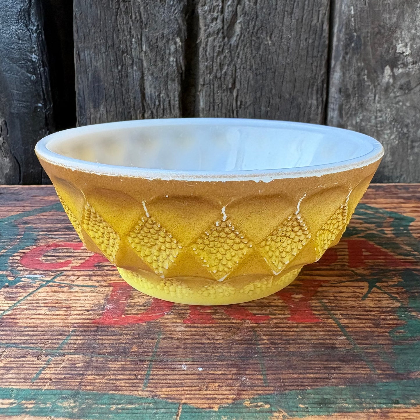 【1960-1976 USA vintage】Fire-King Kimberley bowl Yellow