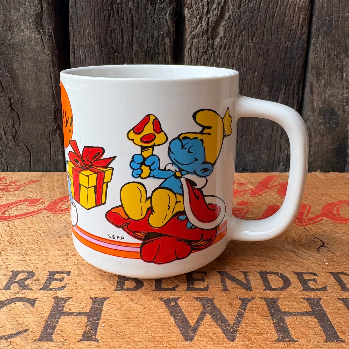 【1980s vintage】Smurfs Happy Birthday Mug
