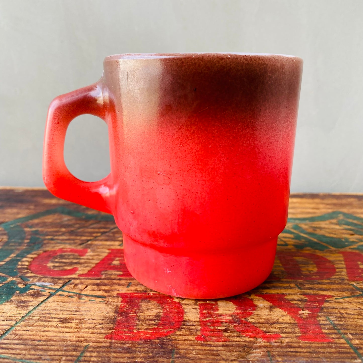 【1960-1976 USA vintage】Fire-King mug Brown×Red