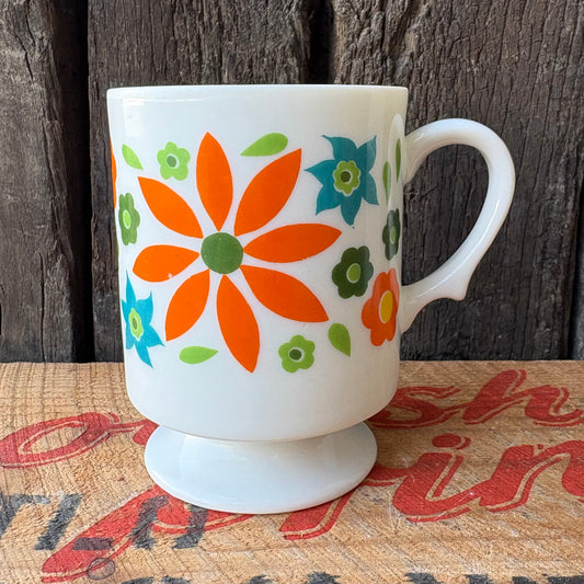 【1970s JAPAN vintage】Retro Flower Footed Mug