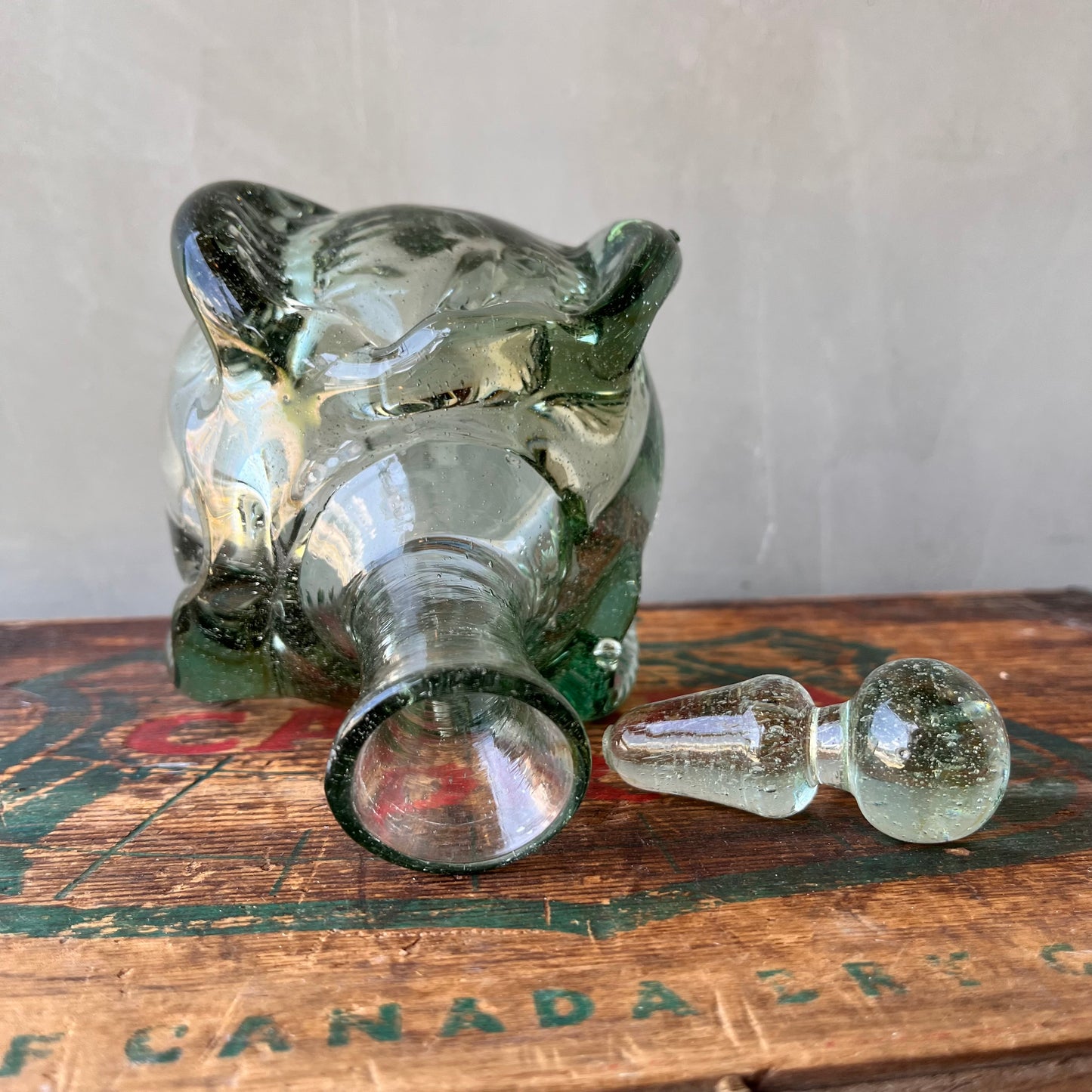 【USA vintage】Whiskey Decanter Green Glass