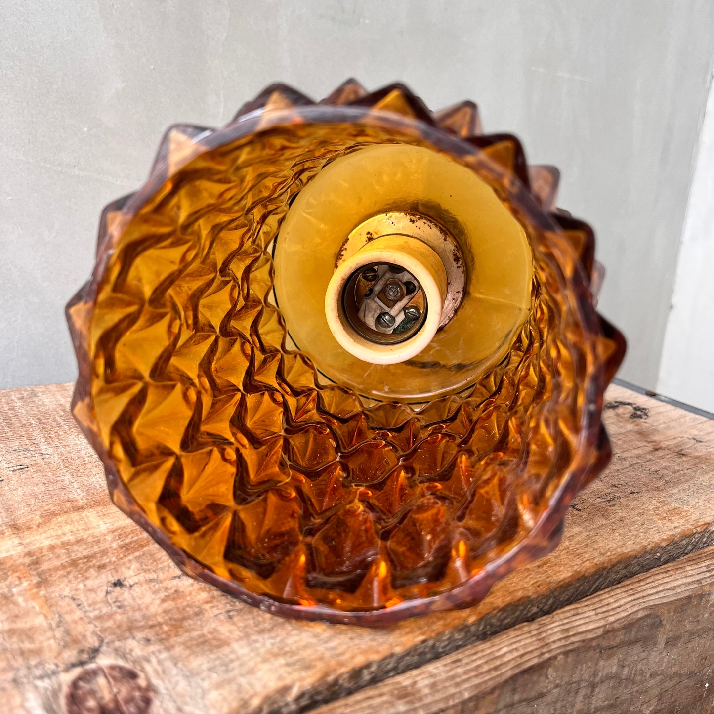 【USA vintage】Amber Glass Pendant Light