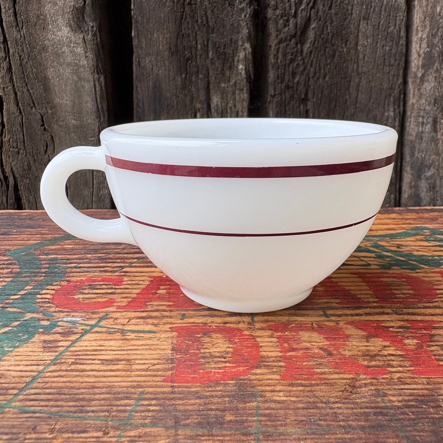 【1970s USA vintage】 CORNING mugcup burgundy band