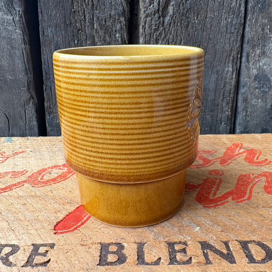【1970s vintage】JAPAN stacking mug camel brown flower