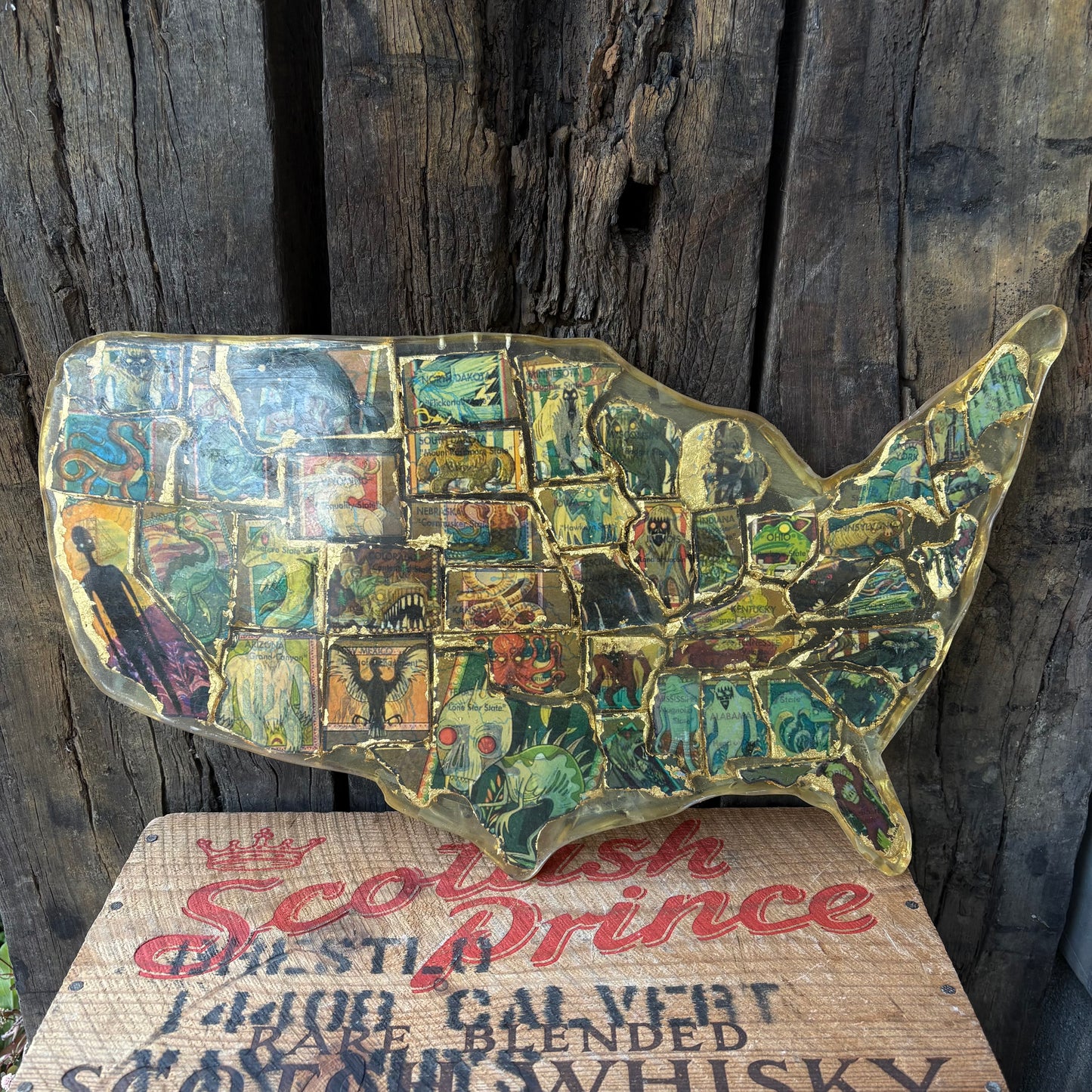 【1950s60s USA vintage】United States Map Art Object