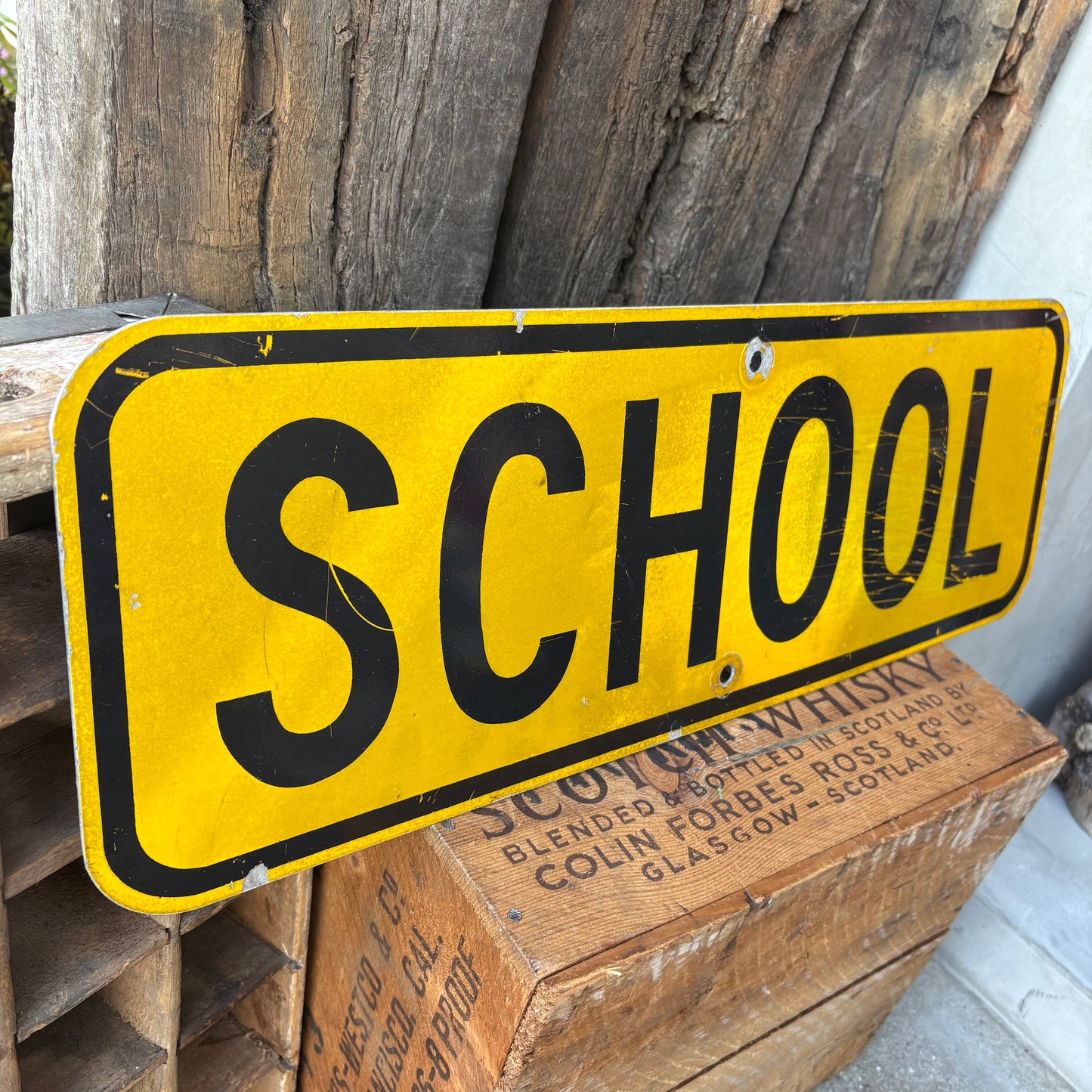 【USA vintage】 “SCHOOL” Road Sign