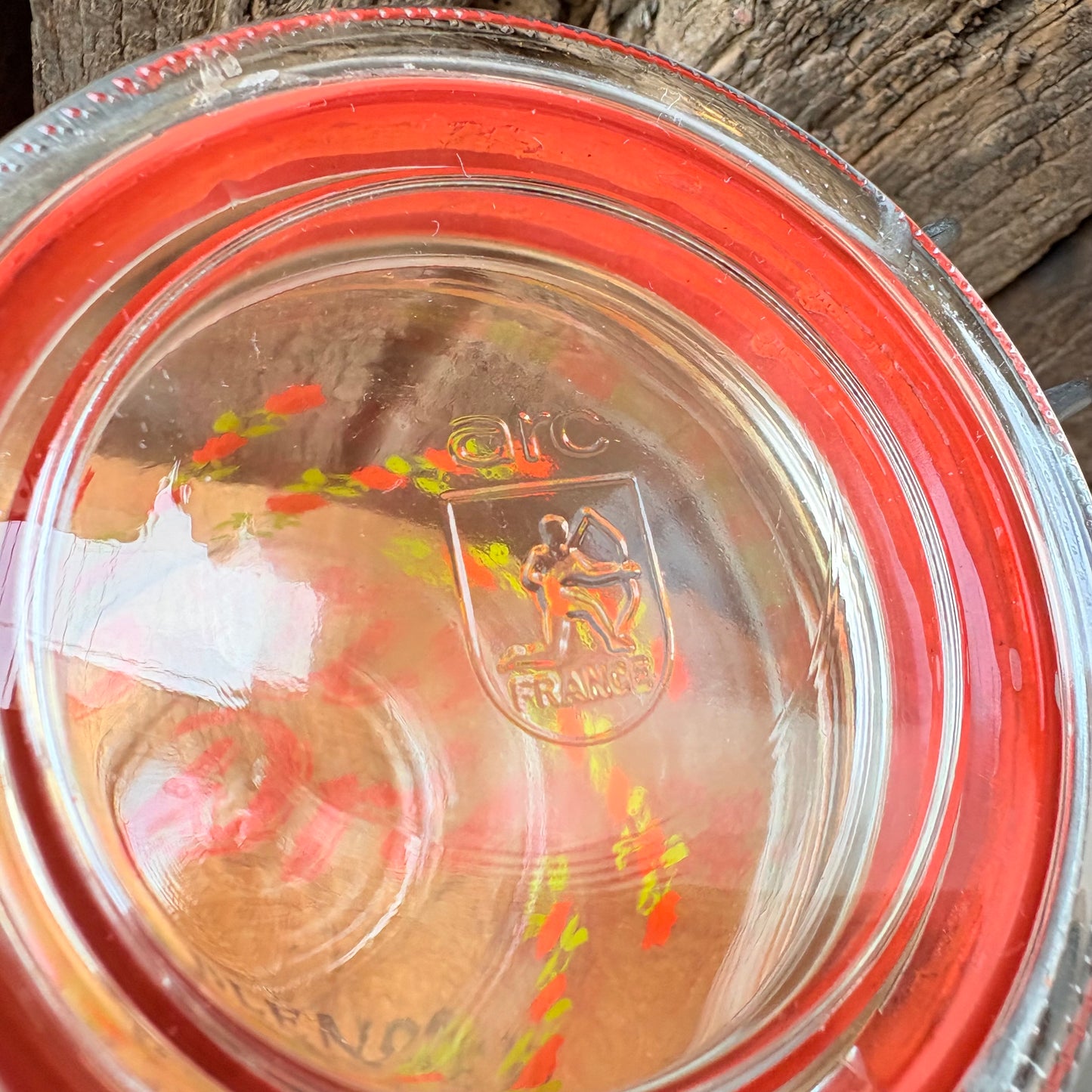 【1970s France vintage】ARC Rose Pattern Glass Canister