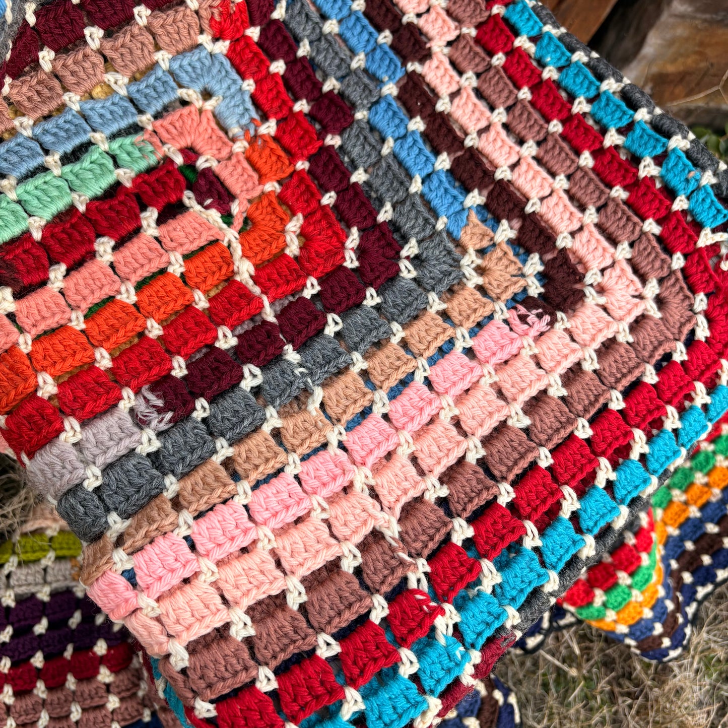 【USA vintage】 granny square blanket