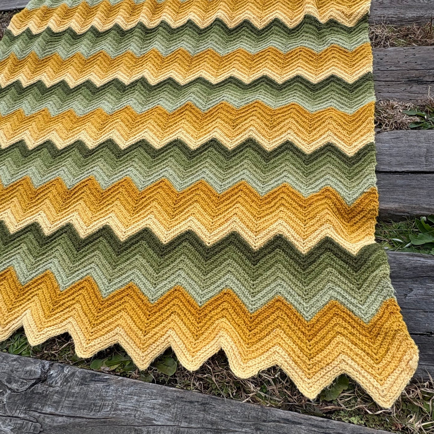【USA vintage】granny blanket green yellow