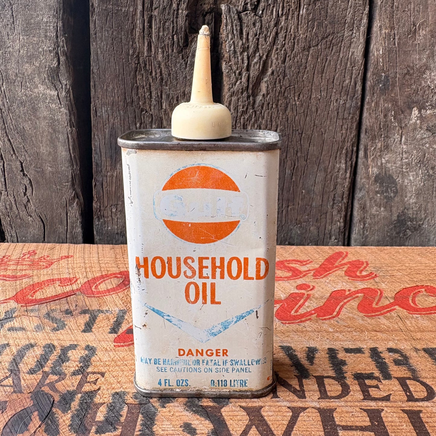 【1940-50s USA vintage】Gulf Household Oil Metal Can