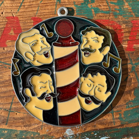 【USA vintage】stained glass ornament barber