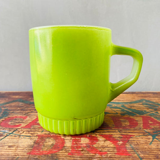 【1960s USA vintage 】Fire-King RIBBED BOTTOM mug Green