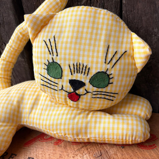 【USA Vintage】 Handmade Gingham Cat