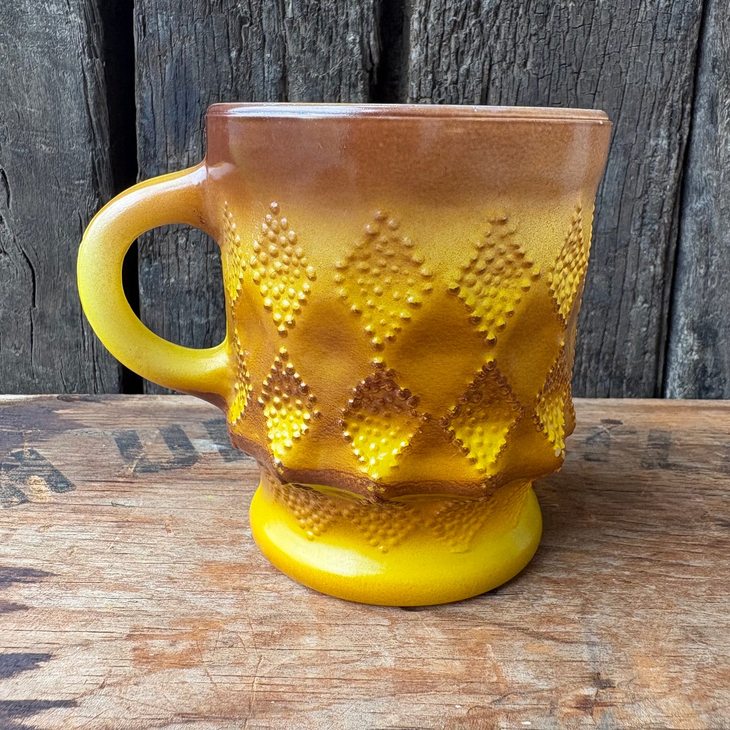 【1960s-1976 USA vintage】Fire-King Kimberley mug Yellow