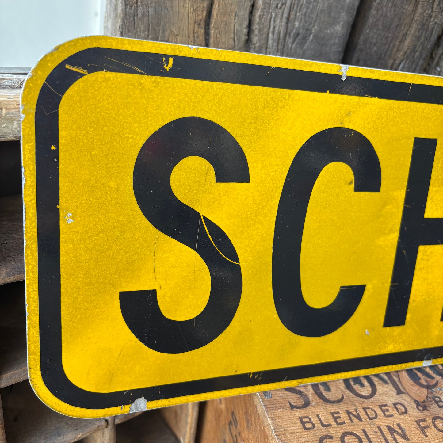 【USA vintage】 “SCHOOL” Road Sign
