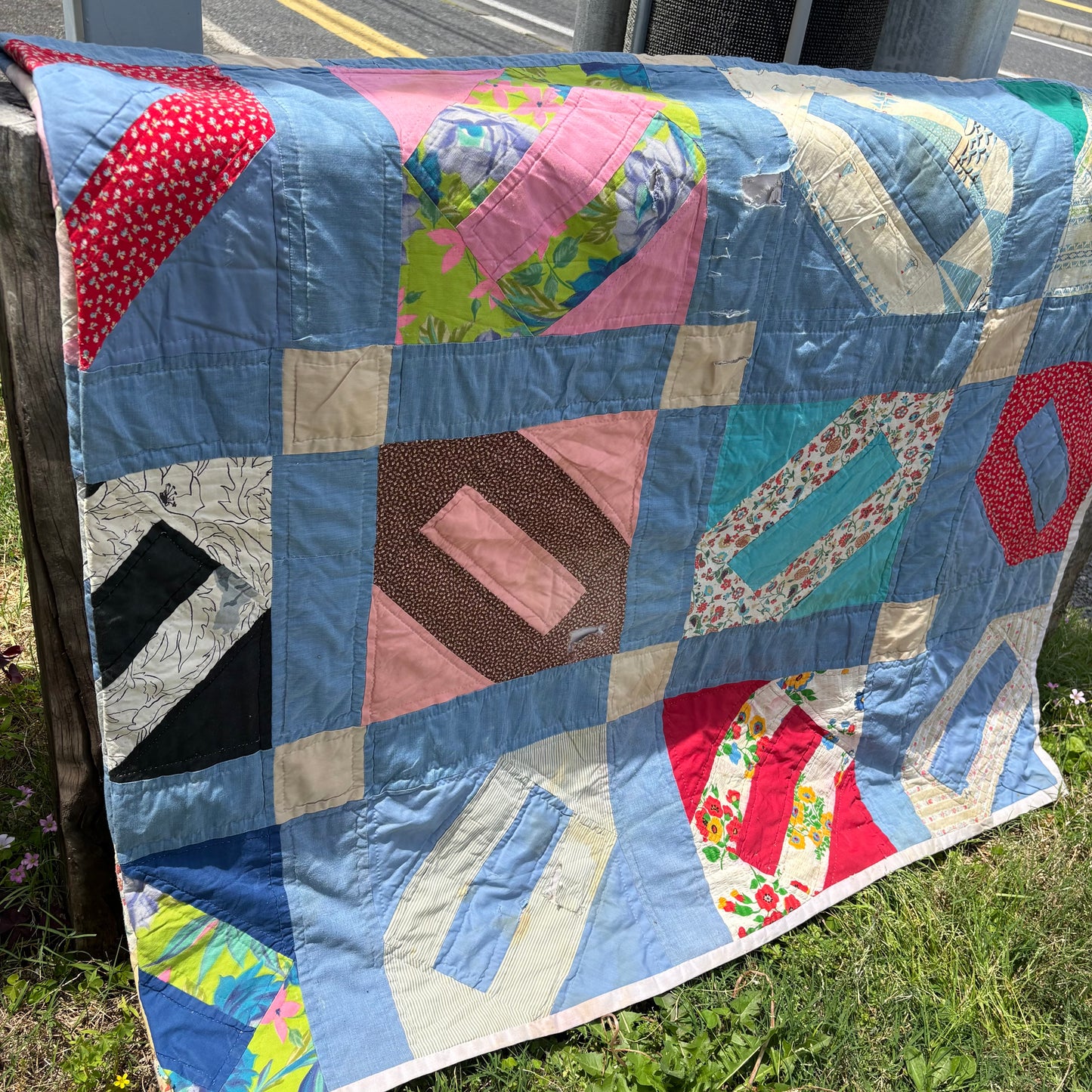 【USA Vintage】 Handmade Patchwork Quilt