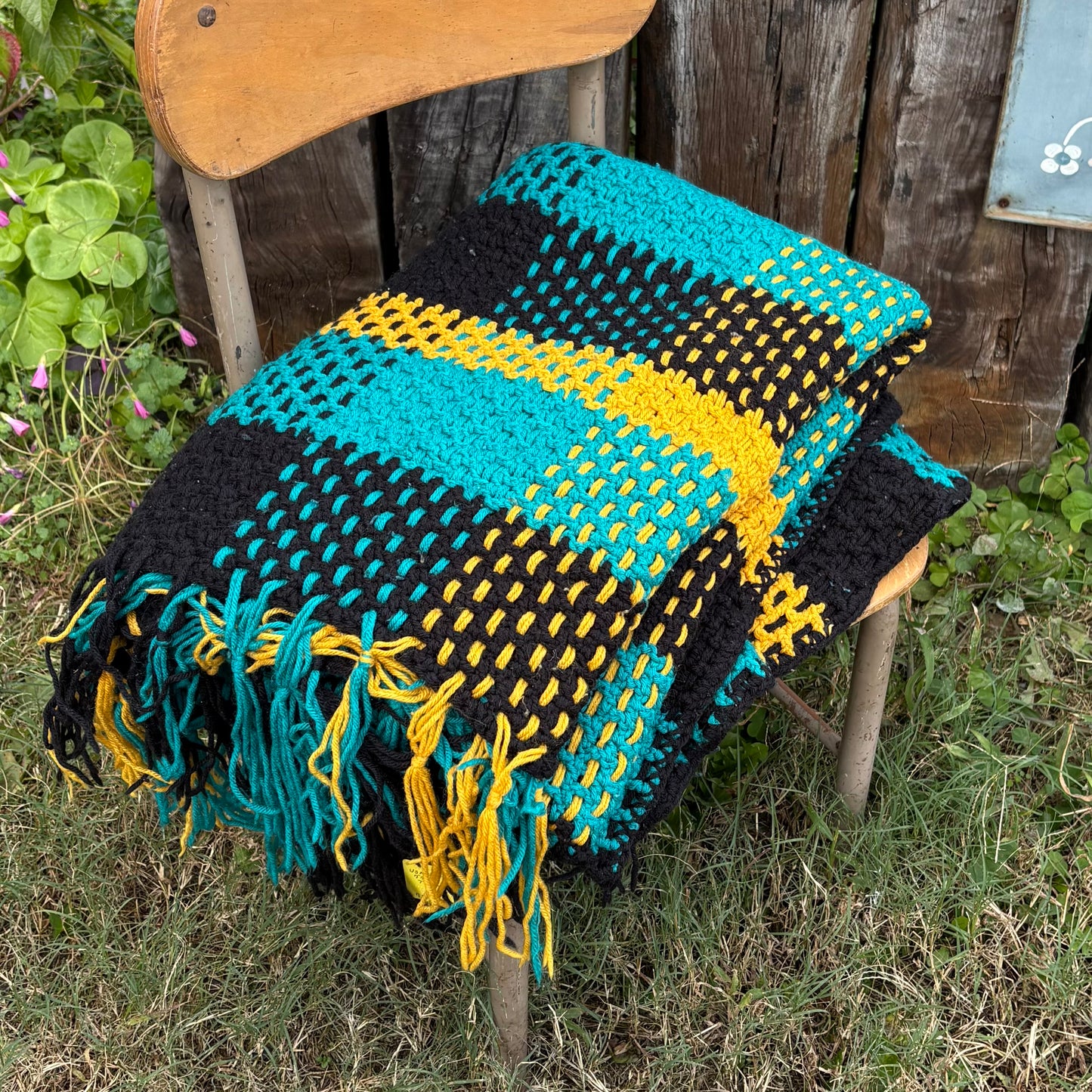 【 USA vintage】granny blanket check pattern