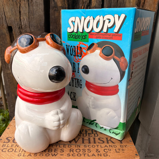 【1990s vintage】SNOOPY Flying Ace Cookie Jar Peanuts Benjamin & Medwin