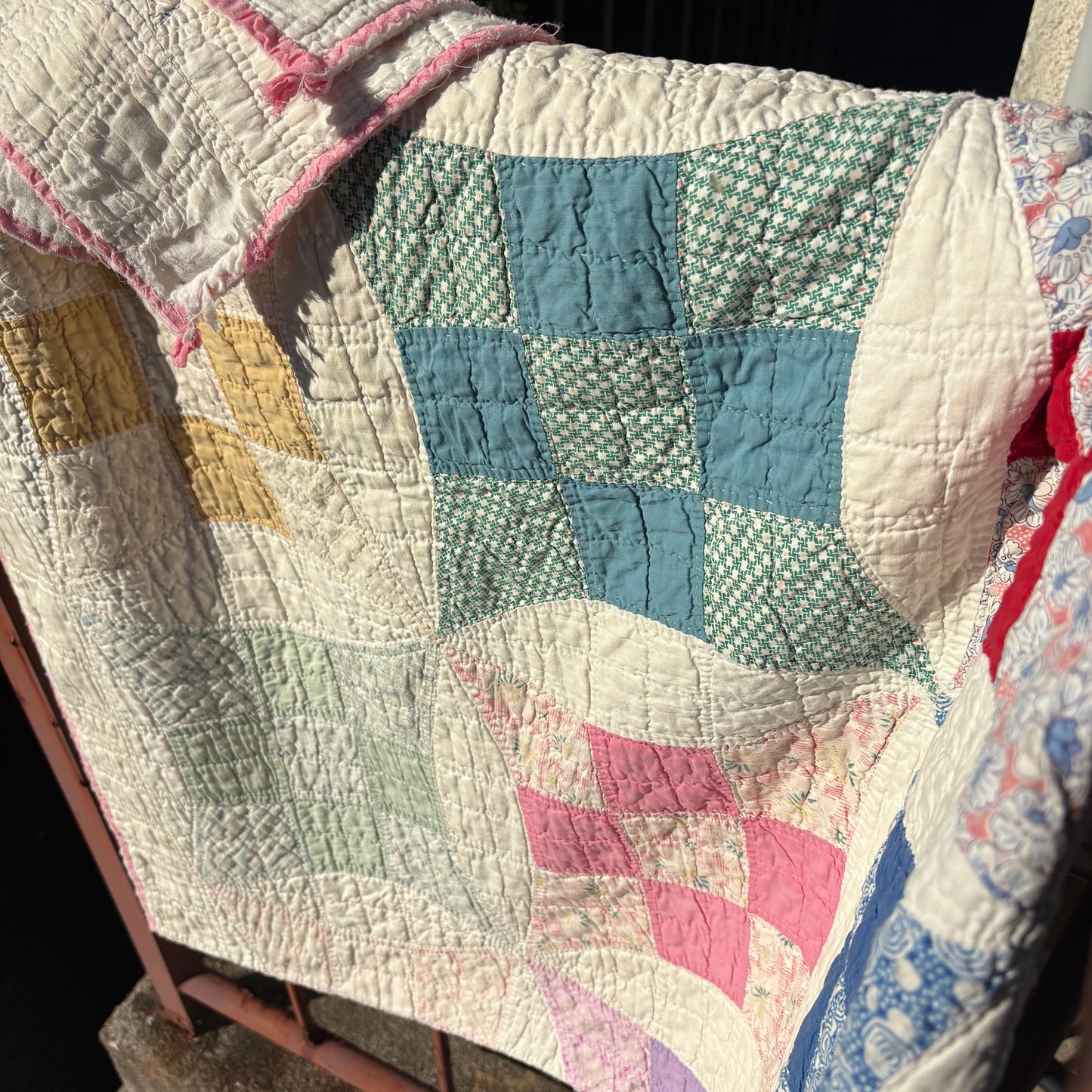 【USA vintage】feed sack antique quilt