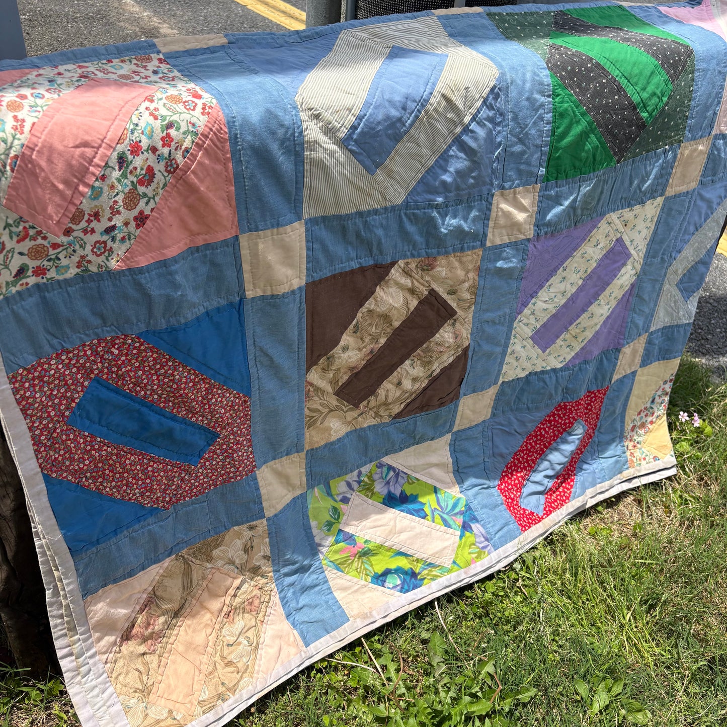 【USA Vintage】 Handmade Patchwork Quilt