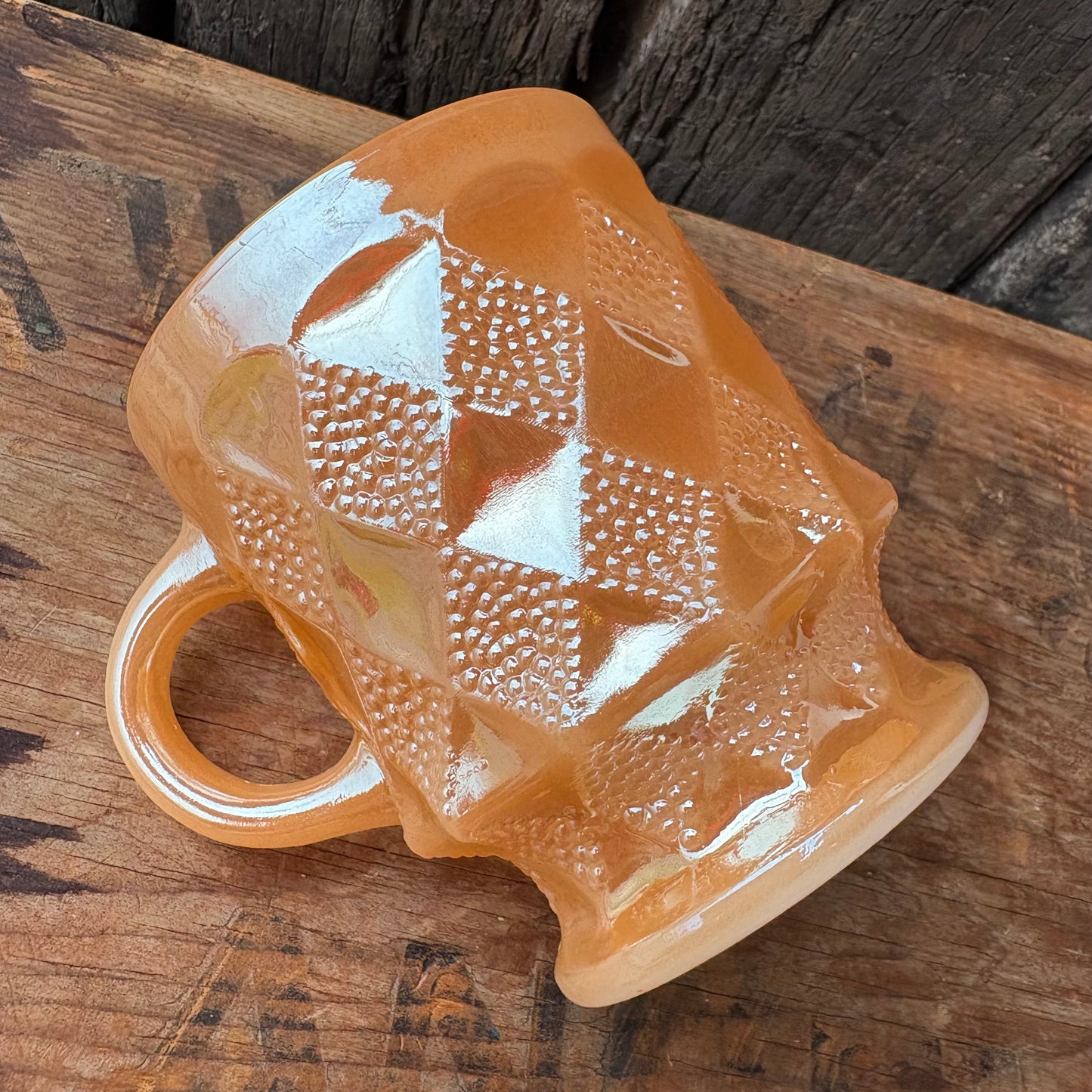 【1960s-1976 USA vintage】Fire-King Kimberley mug Peach Lustre